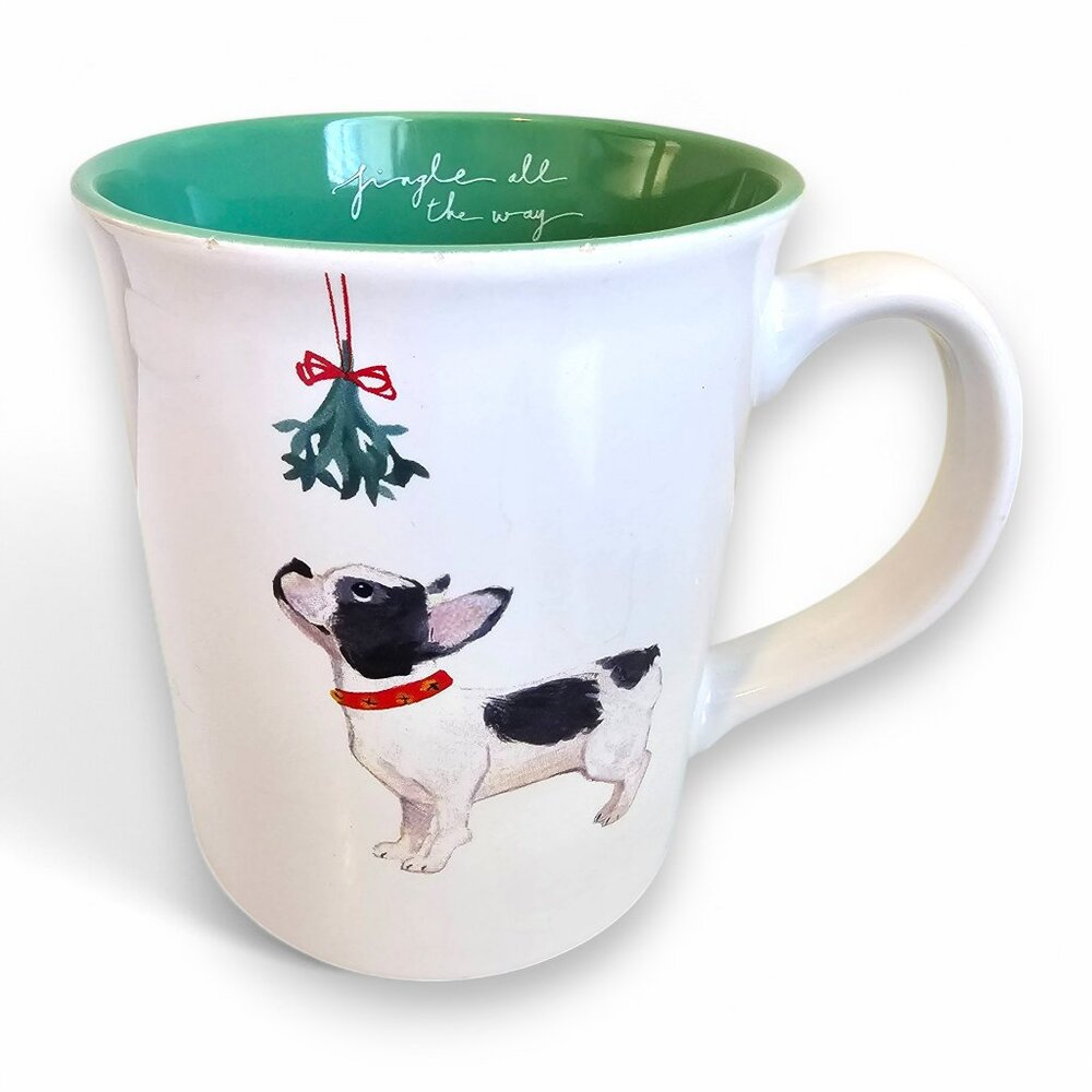 Fringe Boston Terrier Christmas Dog Coffee Mug Jingle All The Way Mistletoe